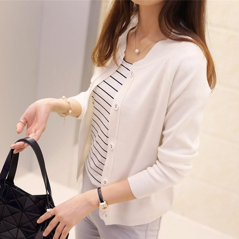 FEKEHA Осенний женский кардиган, вязаный свитер, пальто, женские топы с длинными рукавами S белый