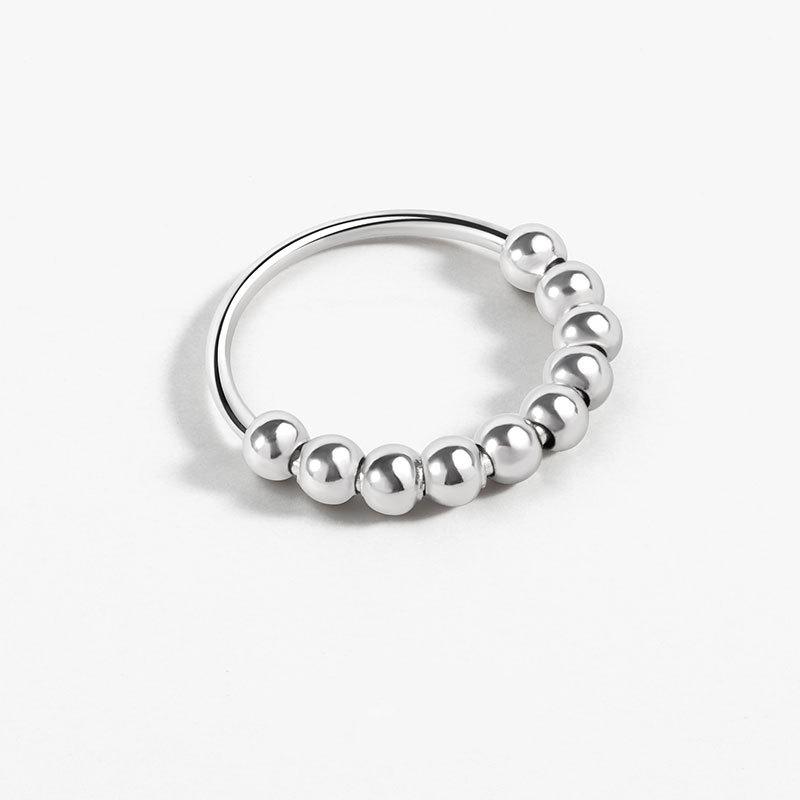 Anti Stress Anxiety Silver Ball Rings 925 Women Men Spinner Fidget Rings Vintage Gold Couple Anillos Jewelry Gift