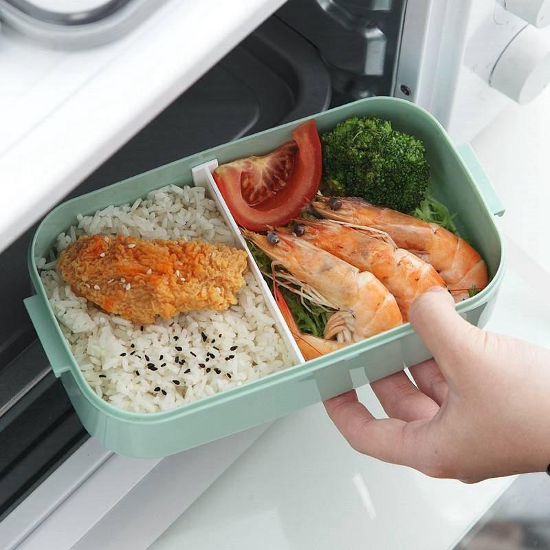 Bento Box Food Container Wheat Straw Material Lunch Box Stainless Steel Leak-Proof