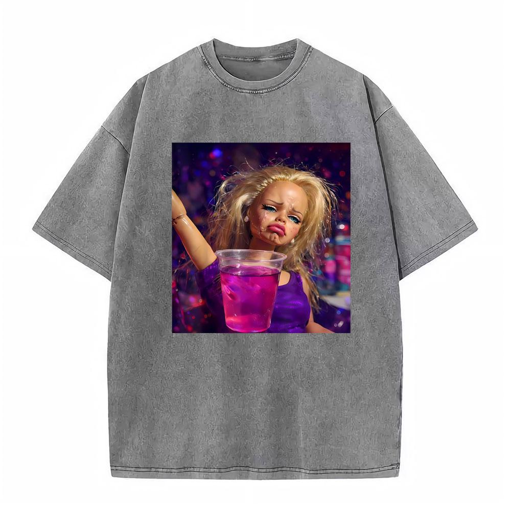 Meme Festa Bambole Grafica Meme Magliette Unisex Donna Manica Corta Gotico High Street T-shirt Cotone Lavato Vintage Larga T-shirt