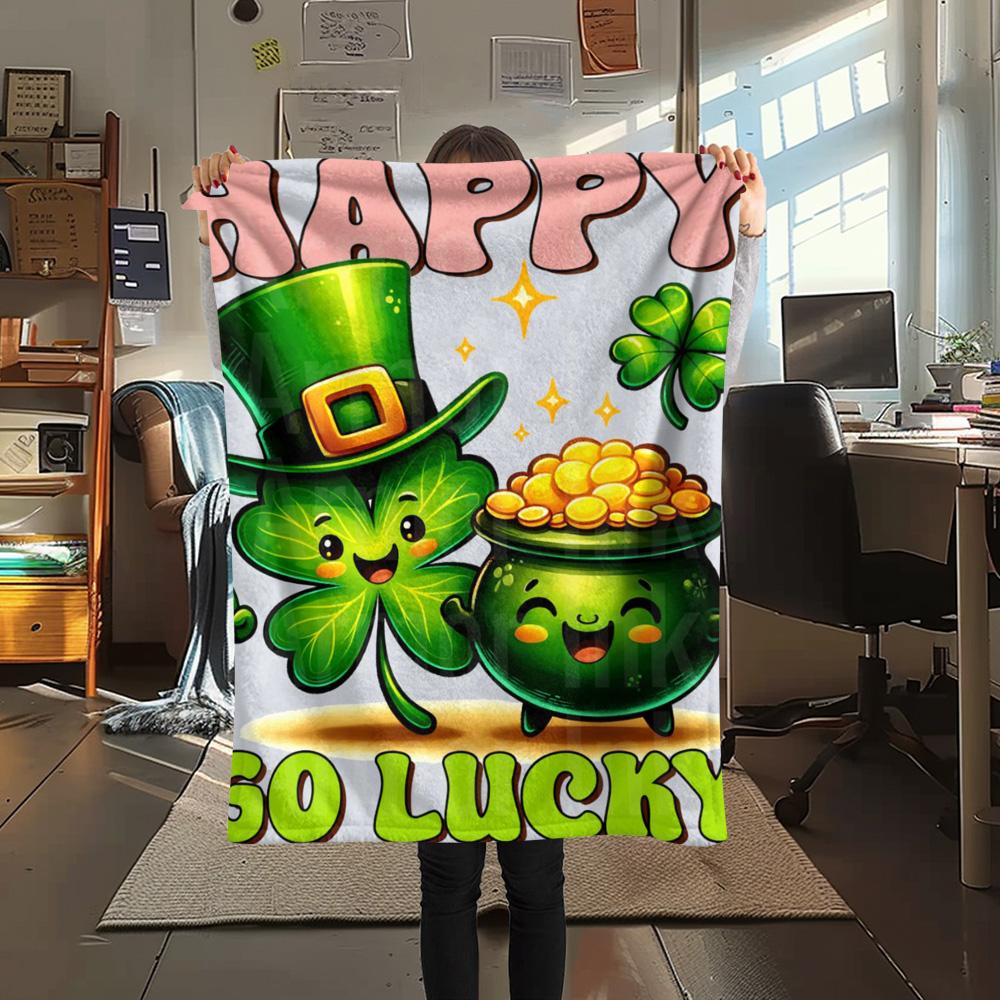 1PC Leprechaun poster Print FlAannel Blanket, High quality Comfortable for All Seasons, Home Decor, Warmth and Comfort