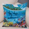 Schildpad Haai Dolfijn Dier Kussensloop Decor Onderwater Wereld Kussenhoes Zachte Pluche Kussensloop voor Bank Huis Auto ,(13)