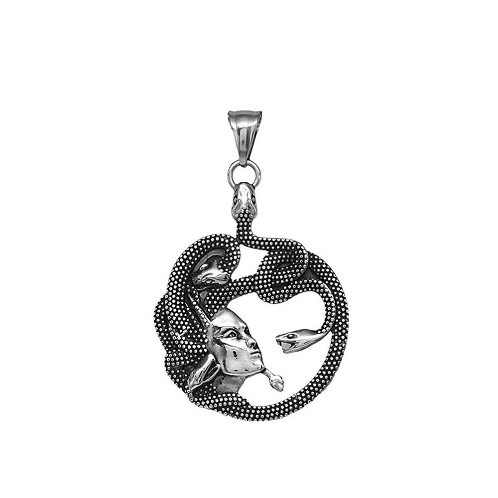 Collana con Ciondolo Medusa Classico Gotico per Uomo Donna Acciaio Inossidabile Vintage Serpente Animale Accessori Regalo per Feste Gioielli alla Moda