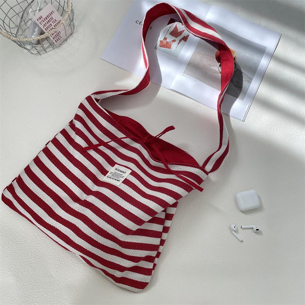 

Повседневная полосатая парусиновая сумка женская новая сумка-тоут большой вместимости двусторонняя на спине через плечо