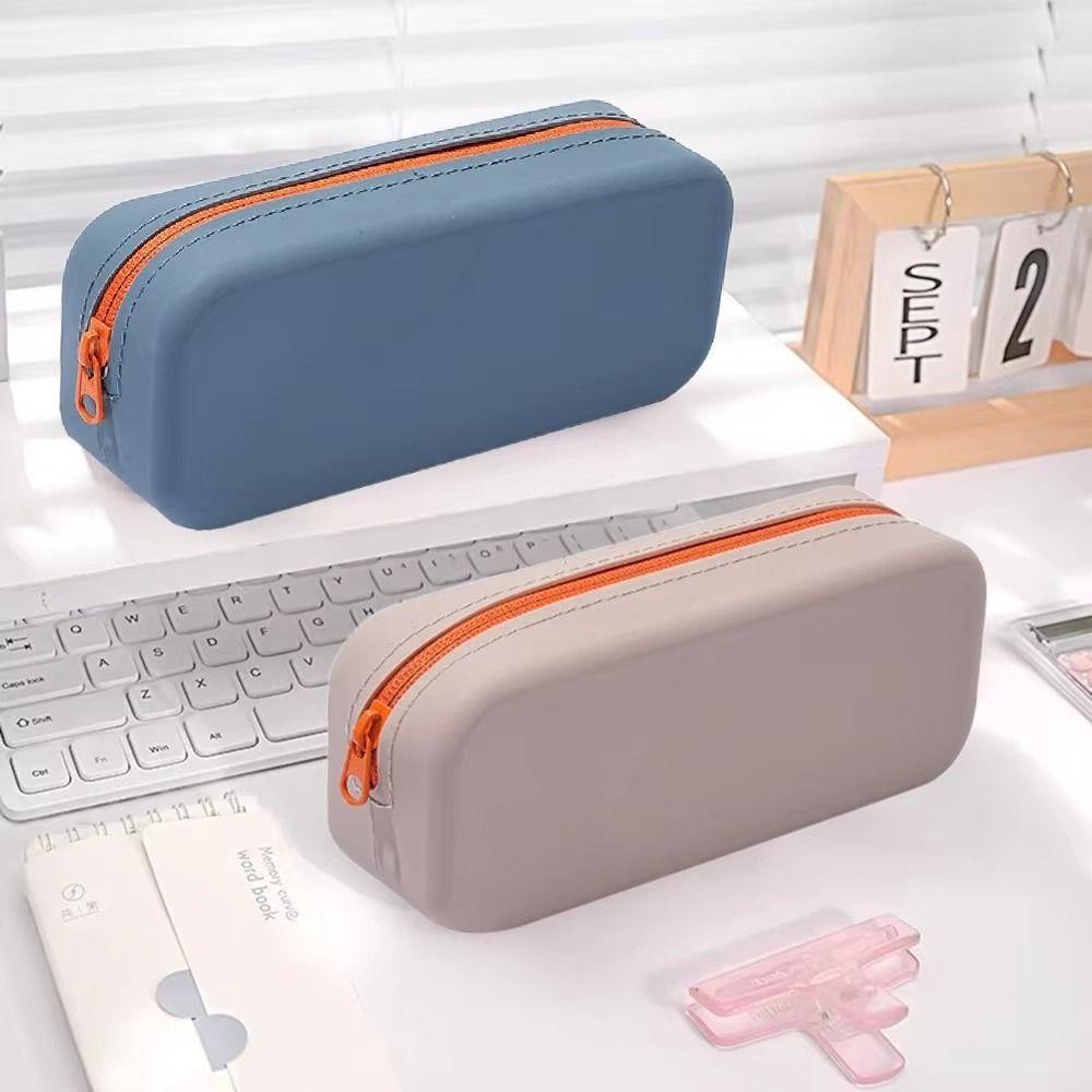 Silicone Pencil Case Large Capacity Stationery Organizer Ins Pen Bag School Supplies
