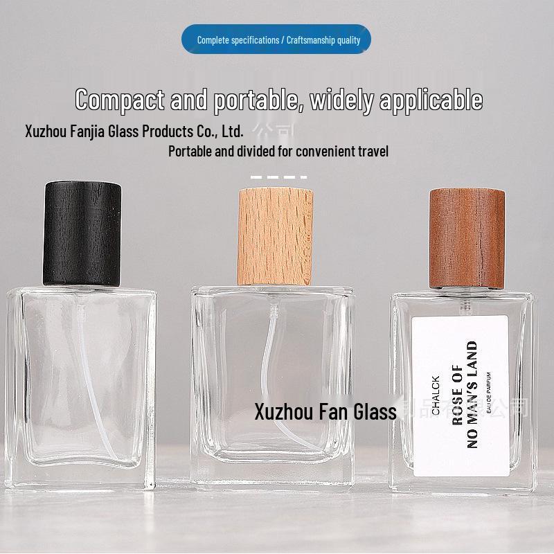 Retro Perfume Refill: 30ml Portable Glass Spray Bottle with Wooden Walnut Cap