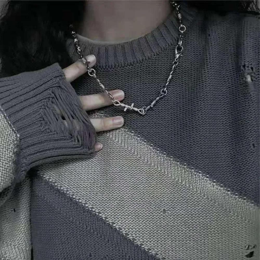 Small Wire Brambles Iron Unisex Choker Necklace Bracelet Women Hip-hop Gothic Punk Barbed Wire Little Thorns Chain Jewelry