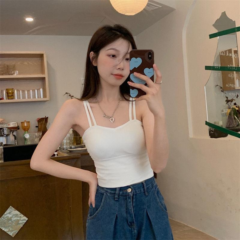 WTEMPO Women's Suspender Vest with Bra Underlay Bra and Back Underwear Women's Top Thin Fashion
