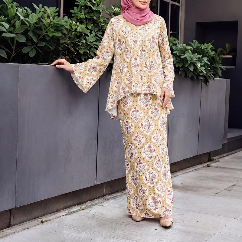 

ZANZEA Women Long Sleeve Blouse and Long Skirts Floral Print Two Piece Sets M хаки