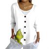 Women's Fashion Casual Knit Sweater Button-Up Christmas Print Cardigan Jacket