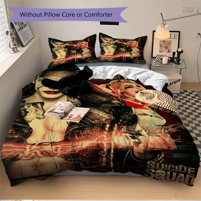 Joker Harley Quinn Print 3Pcs Bedding Setduvet Cover With 2 Bedropillowcase Home Birthday Gift