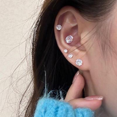 S925 Silver Zircon High-End Earrings for Sleep Safe Cochlear and Ear Care