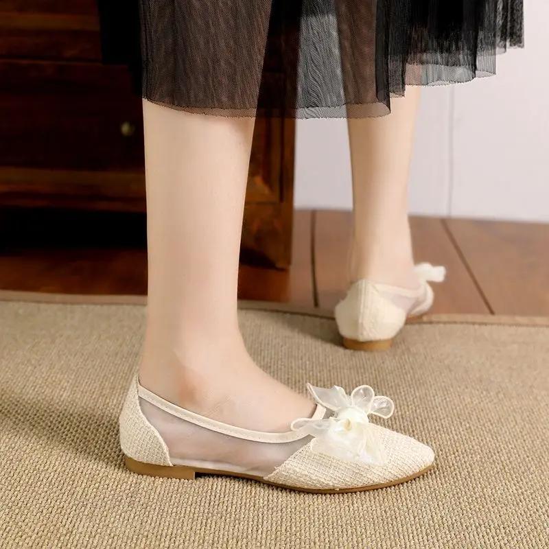 Mode Damen Ballerinas Einzeln Mesh Spleißen Rutschfest Urlaub Elegant und Modisch Hochwertige Modeschuhe für Damen 2025 Trend 39