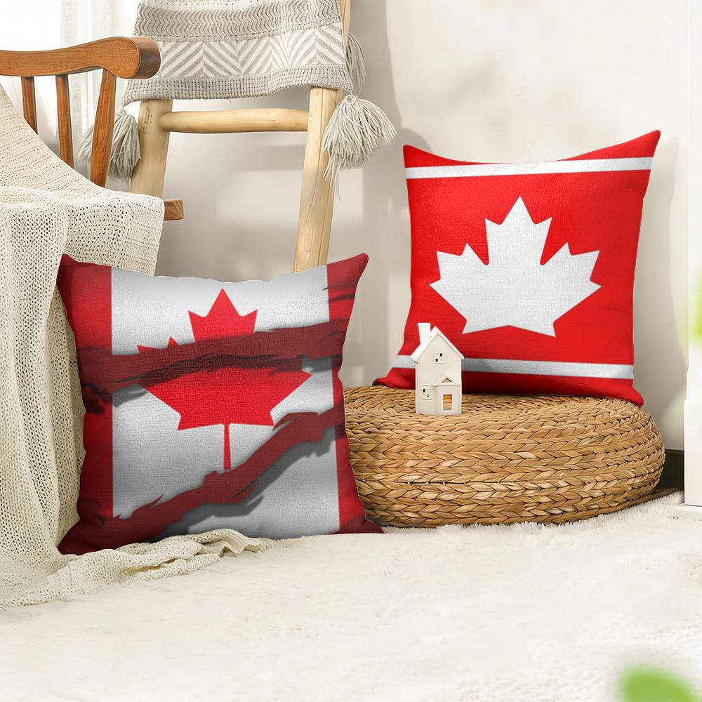 Canada Canadian Flag CA Leaf Cushion Cover Natural Linen Organic Fabric DoubleSided Printing Sofa Home Decor Gift Pillow Case