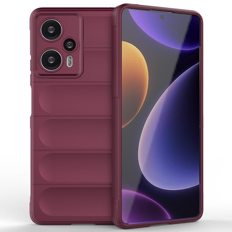 

For Xiaomi Poco F5 5G/Redmi Note 12 Turbo Flexible TPU Phone Case Anti-drop Rugged Back Cover Wine Red
