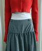 Forev Checked Shirring Long Skirt - Gray