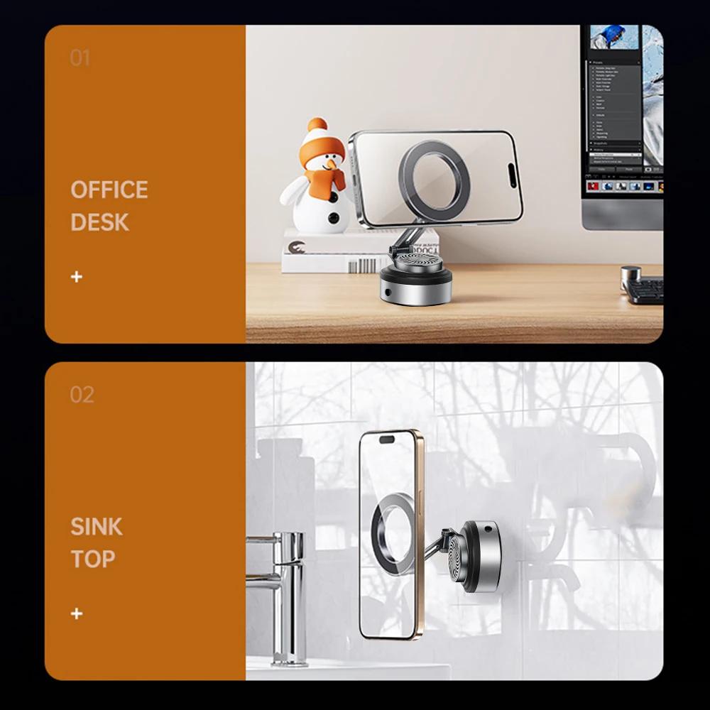 Electric Vacuum Suction Cup Car Phone Holder Magnetic Foldable Stand 360 Degree Rotation Bracket with Aromatherapy For Phones