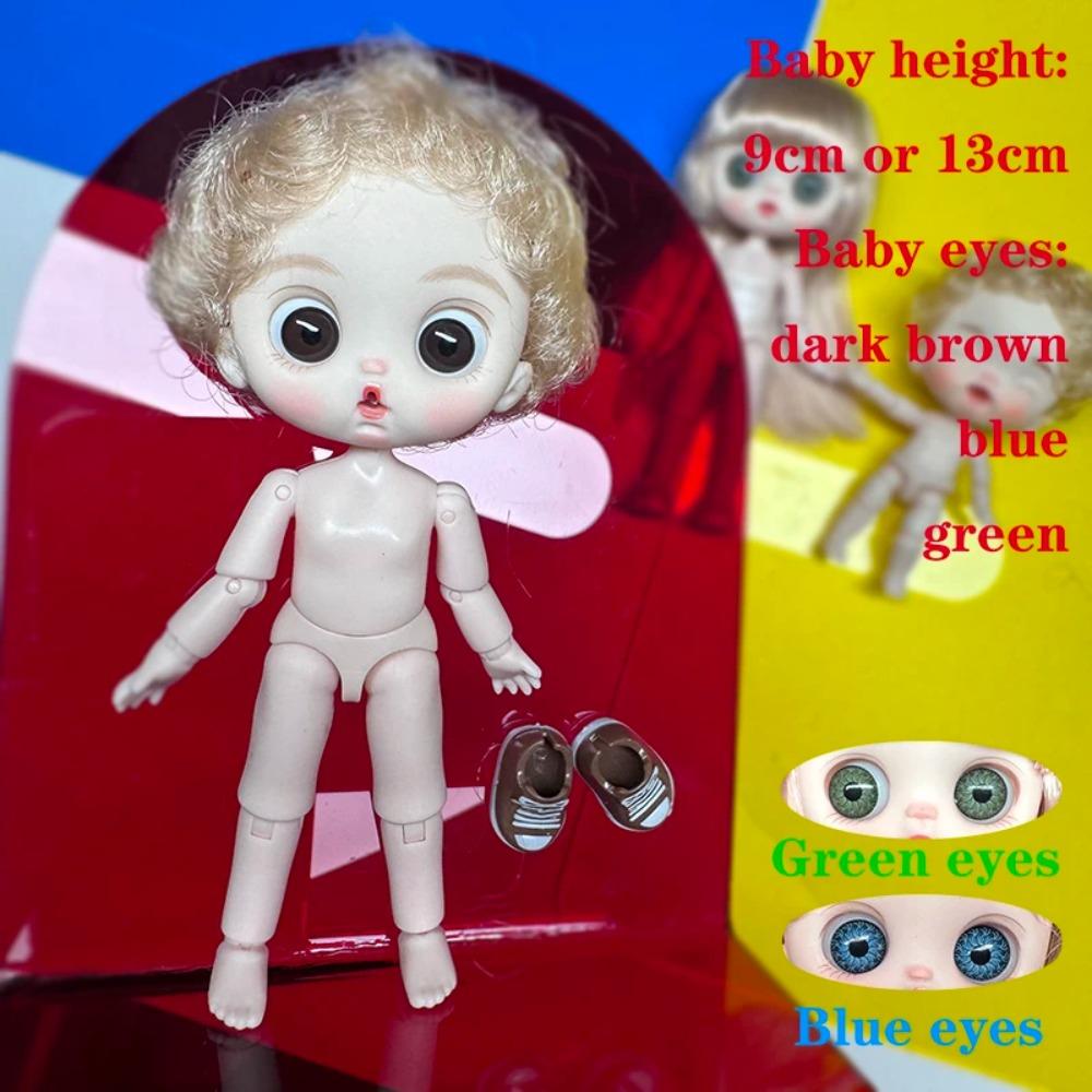 Cute Mini bjd Doll Girl Boy Bald head Ob11 1/12 Naked DIY Toys Handmede Dolls full Body Green Blue eyes Art Doll Accessories Art