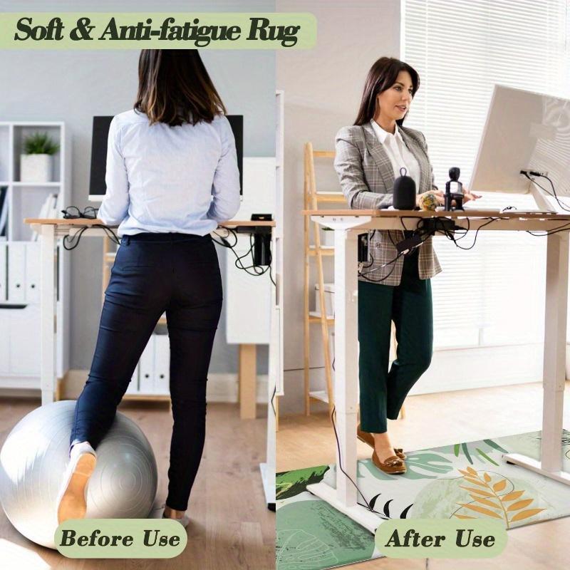 1Pcs Anti Fatigue Kitchen Rugs, Green Leaf Print Waterproof Non-Slip Thick Cushioned Kitchen Mat Heavy Duty Comfort Standing Mat for Kitchen