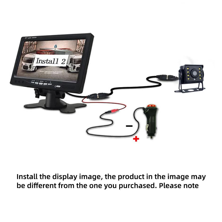 Easy To Install Backup Reverse Camera Whit 7" LCD Color Rear View Monitor 12V/24V CVBS for Bus Truck RV Trailer Pickups RV Lorry
