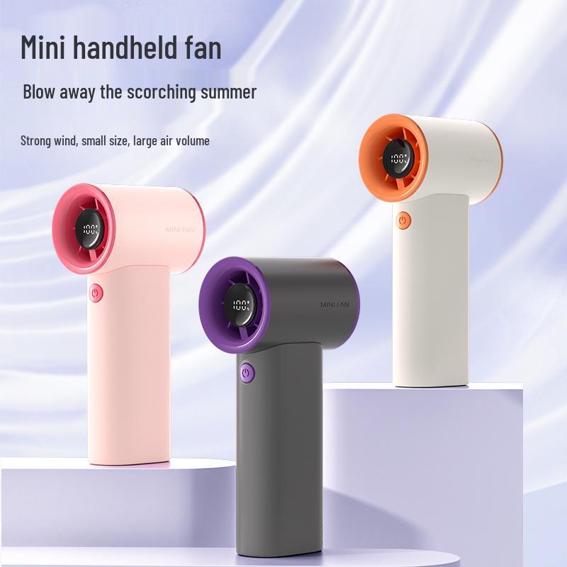 High-Speed Turbo Mini Handheld Fan with USB Charging and 100-Speed Settings