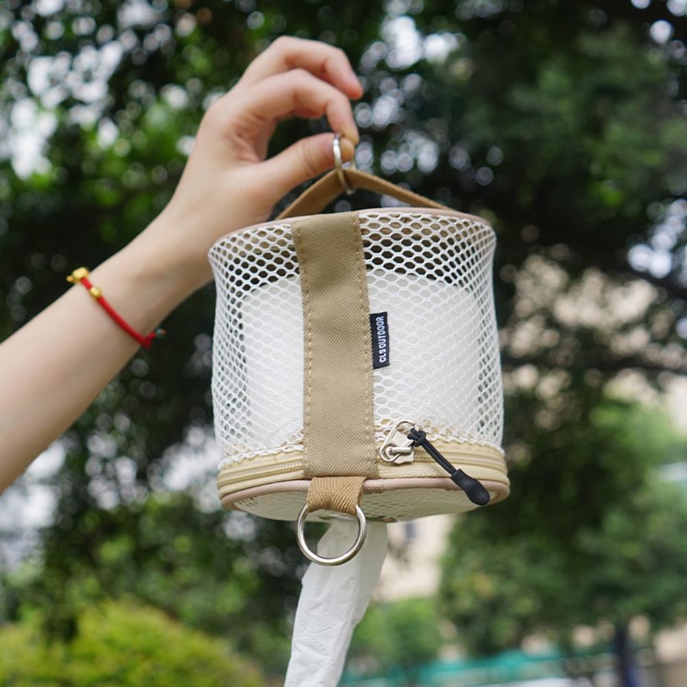 Portable Outdoor Camping Tissue Case with Hook Roll Paper Storage Bag Tissue Container for Picnic Hiking Camping