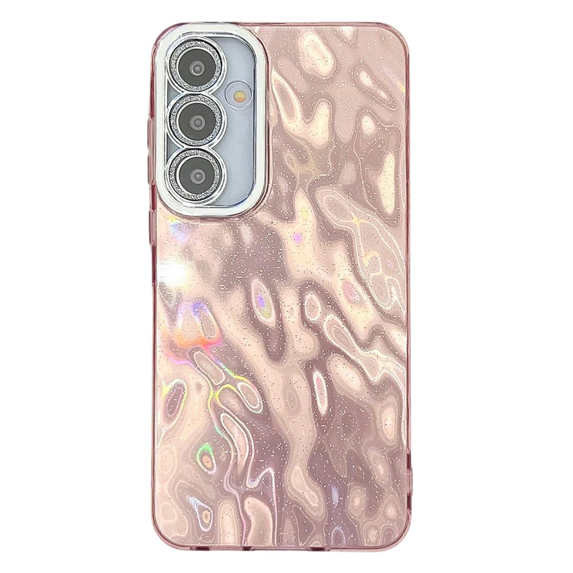 

Чохол для Samsung Galaxy A16 4G/5G Дизайн IMD Ударостійкий PC+TPU Чохол для телефону зі скляною плівкою для об єктива Wrinkle Pattern/Pink