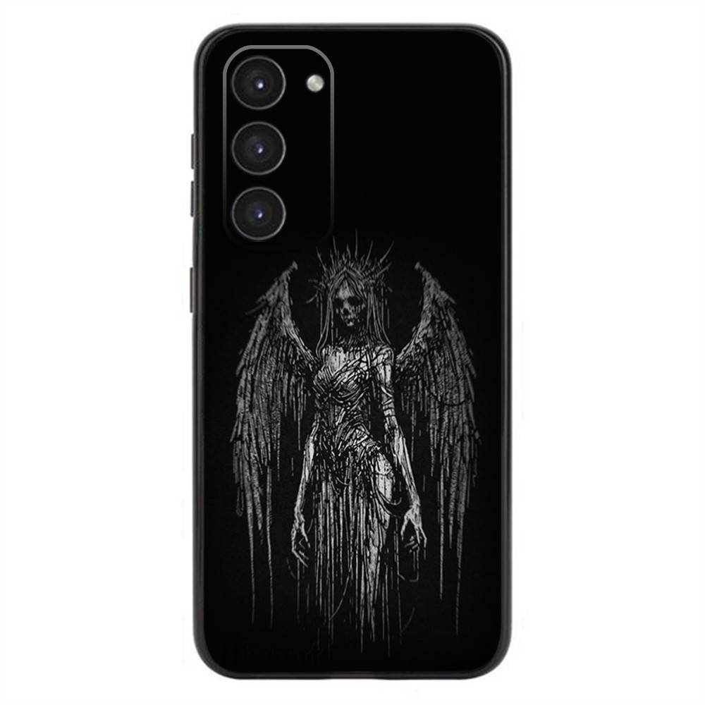 Gothic Cyber Sigil Cross Eyes Skull Phone Case For Samsung Galaxy A32,21s,22,31,52,53,72,73,Note20,8,9,10 Silicone Black Cover
