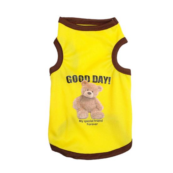 

Жилет для домашних животных с мультяшным рисунком, круглый воротник без рукавов, футболка для собак и кошек, одежда на лето L