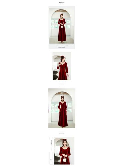 Bridal Toasting Dress 2025: New Winter Wedding-Engagement Long Sleeve Dress for Women