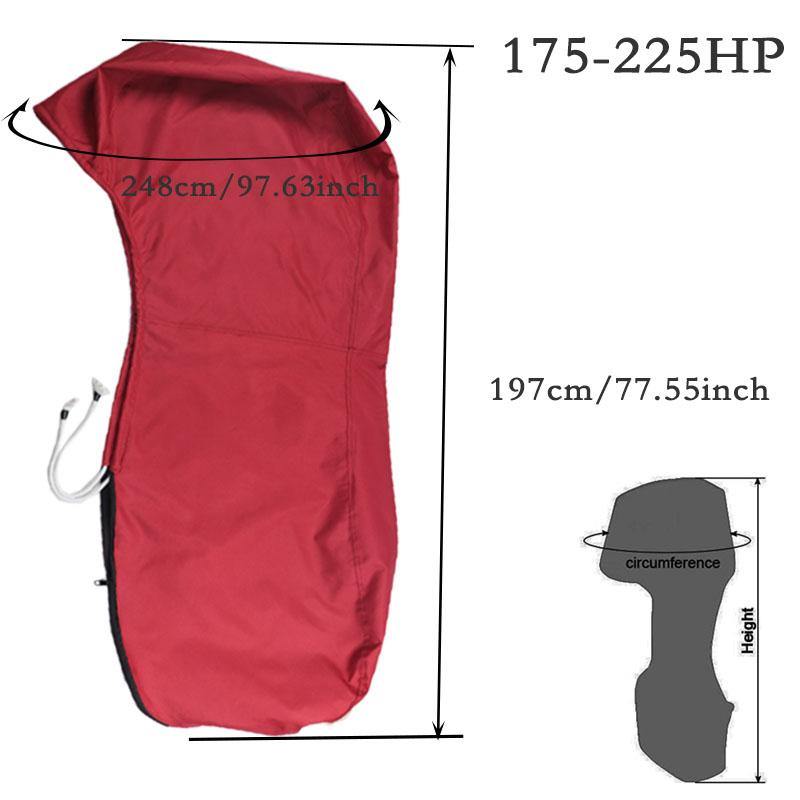 420D Full Outboard Motor Cover Upgraded Waterproof UV Resistant Outboard Engines Heavy Duty Motor Hood Cover Fits Motor Red