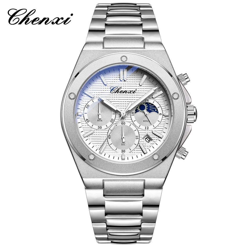 Men Multifunction Quartz Watch Luminous Waterproof Business Fashion Wristwatch