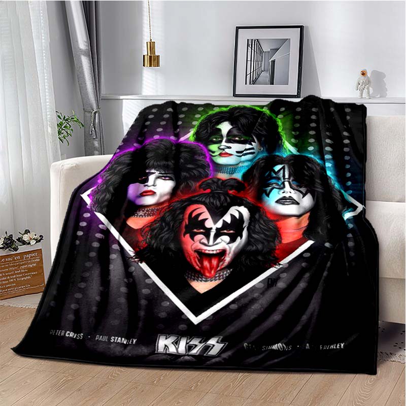 KISS Band Pattern Throw Blanket Light Weight Blanket for Living Room Bedroom Kidsroom Warm Blanket Christmas Gift
