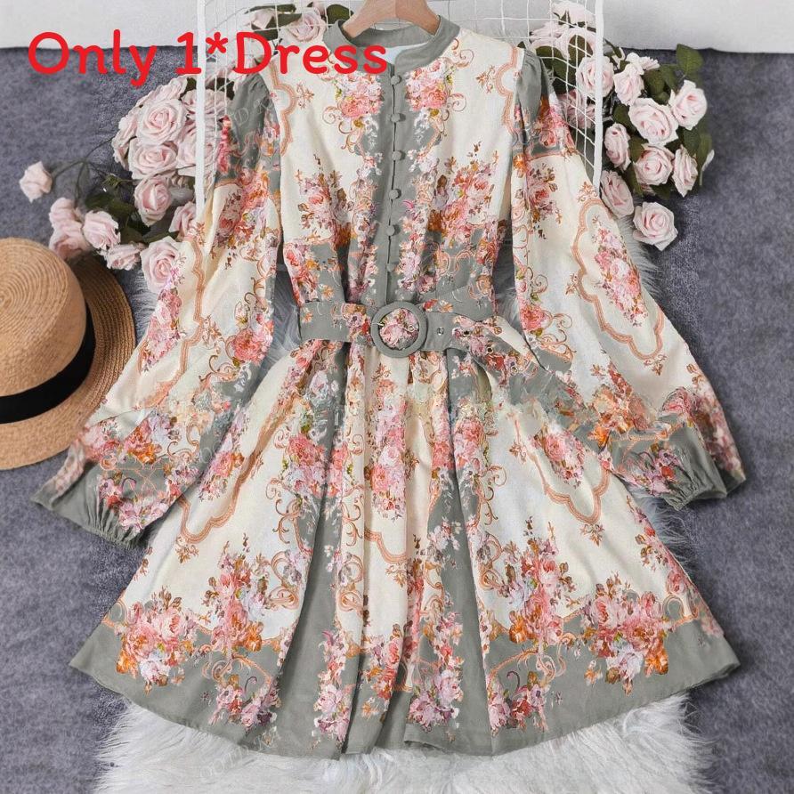 Bohemian Floral Dress With 3d Pattern And Lantern Sleeves For Casual And Beach Wear