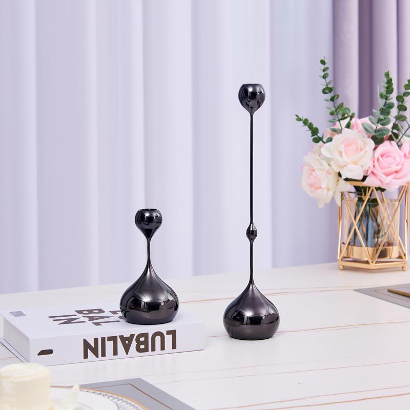 Wrought Iron Electroplated Candlestick: Luxurious Decor for Hotels, Weddings, or Dining Tables