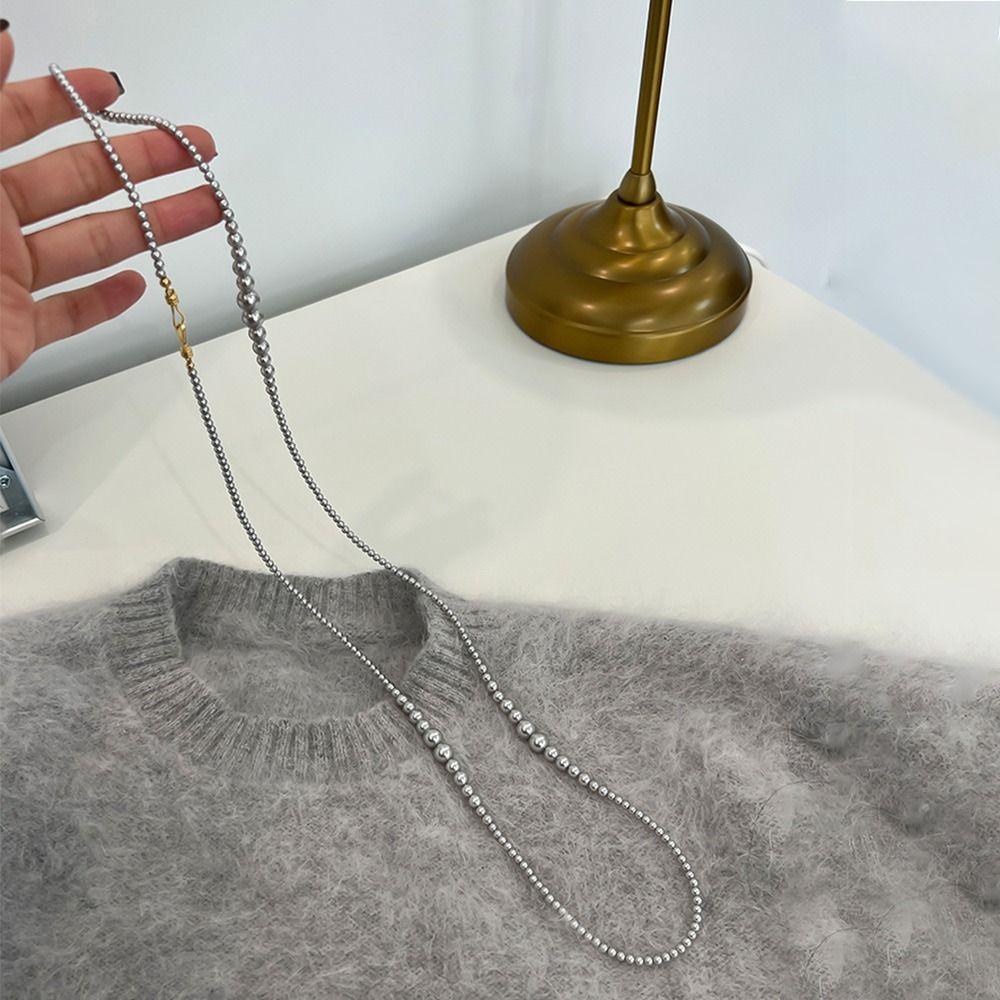 Exquis Élégant Collier de Perles Cuivre Longue Chaîne Collier Chaîne de Pull Vêtement Quotidien