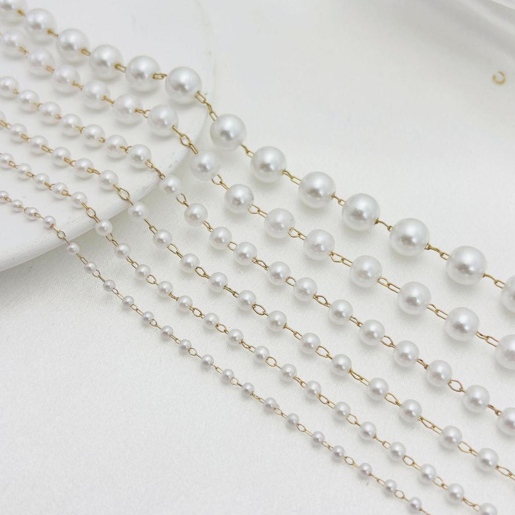 High-Luster 3mm–10mm Pearl Iron Chain for DIY Necklace and Jewelry Crafting