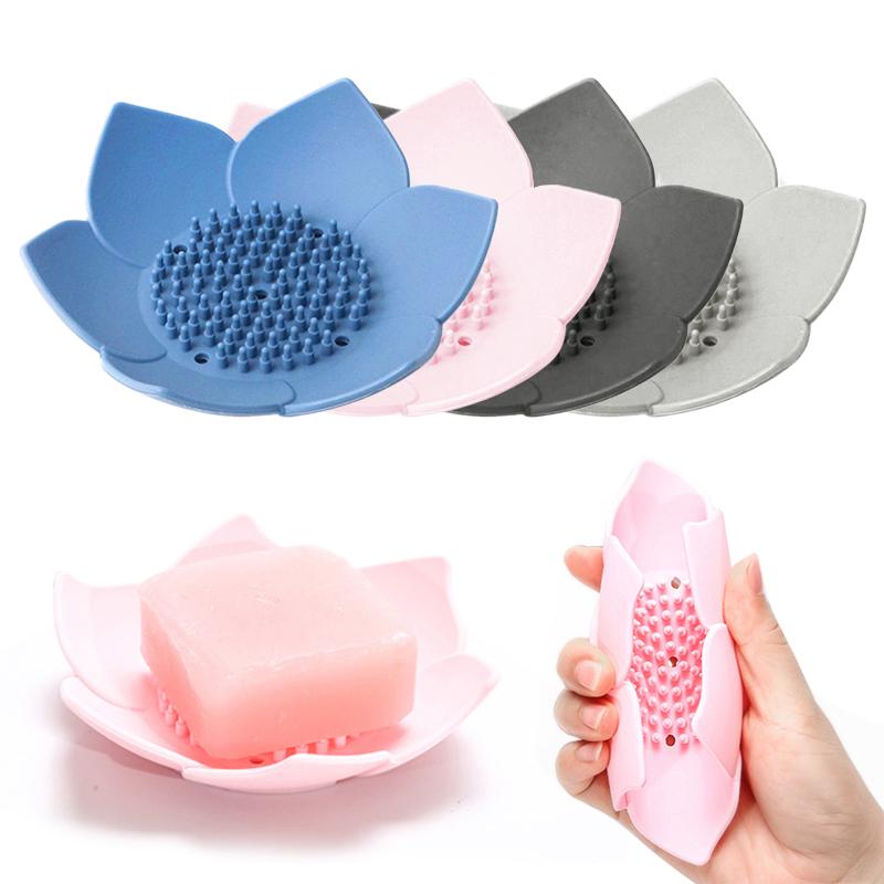 1PC Хранение Держатель Lotus Форма мыла мыло Мыло Box Силиконовая дренаж анти-Skid Tray Портативный – купить по низким ценам в интернет-магазине Joom