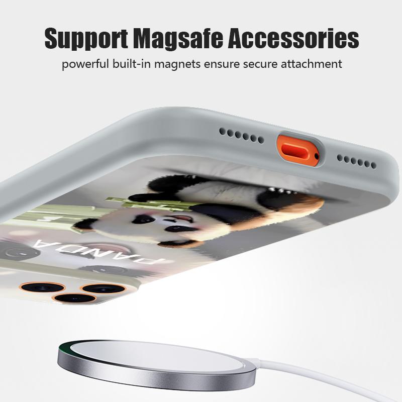 Magnetic For Magsafe Case For iPhone 17 Pro Max Lovely Baby Panda Pattern Skin Feeling Cover For iPhone 16 15 14 13 Pro Max