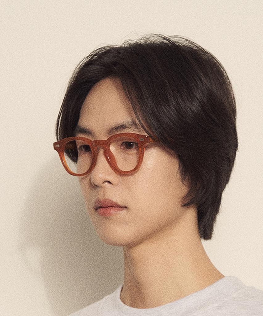 Peullang Pf315 Arnel-Style Horn-Rimmed Glasses Amber (C3)