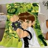 Kreskówkowy B-Ben 10 Zielony Koc Przyjazny dla skóry komfort ciepły miękki pluszowy koc odpowiedni sofa salon biuro sypialnia