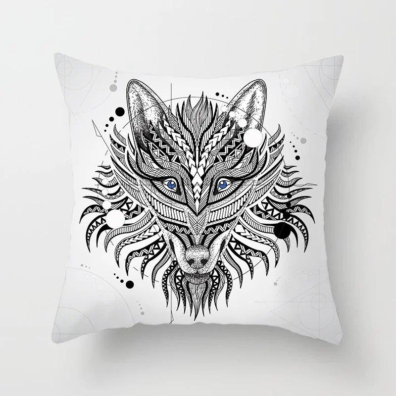 Geometric Cushion Cover Cute Dog Cat Pillowcase Sofa Living Room Home Decor Cartoon Animal