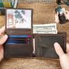 Vintage Genuine Crazy Horse Leather Men's Wallet Embossed Compass Design RFID Blocking Bifold Wallet Retro Simple Credit Card Holder Billfold