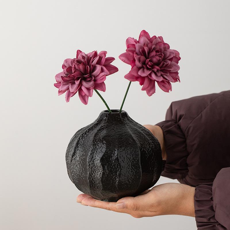 Black Minimalist Creative Decoration with Dried Flowers Flower Vases Entrance Desk Living Room Floral Arrangements Flower Vase