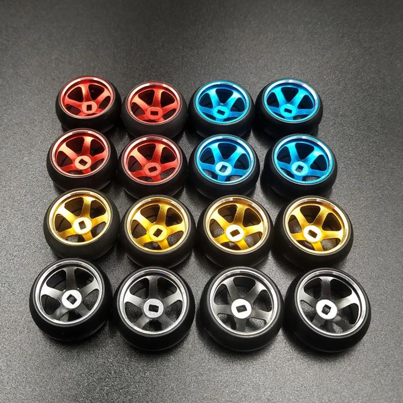 4pcs/set Alloy Rc Wheel Rim Drift Tire for 1/28 Wltoys K969 K989 P929 Kyosho Rally Model Car Upgraded Part