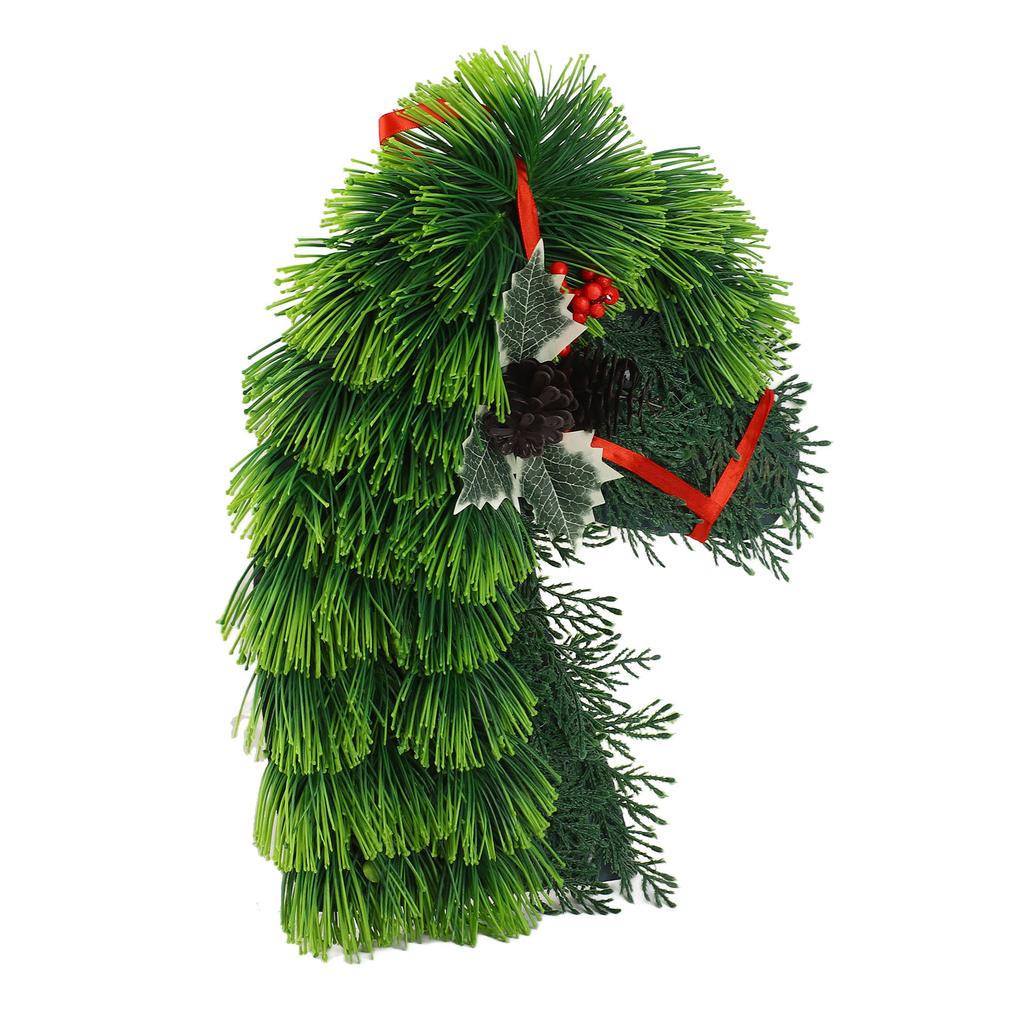 Xmas Wreath Rural Animal Decorative Wreath Farm Pinecone Horse Head Front Door Wreath for Home