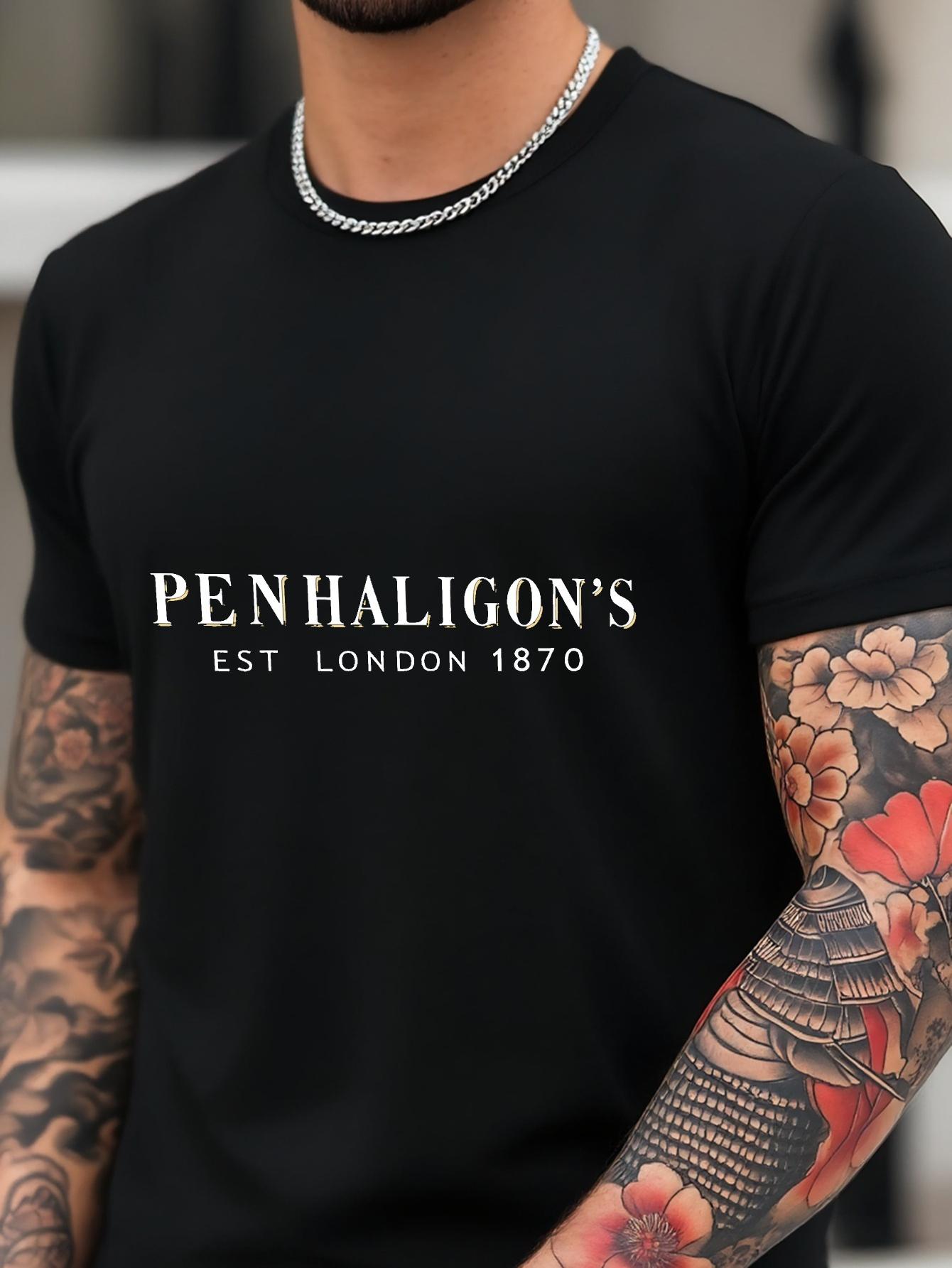 Black T-shirt with Penhaligon S EST London 1870 Print - Micro-Stretch Knit S