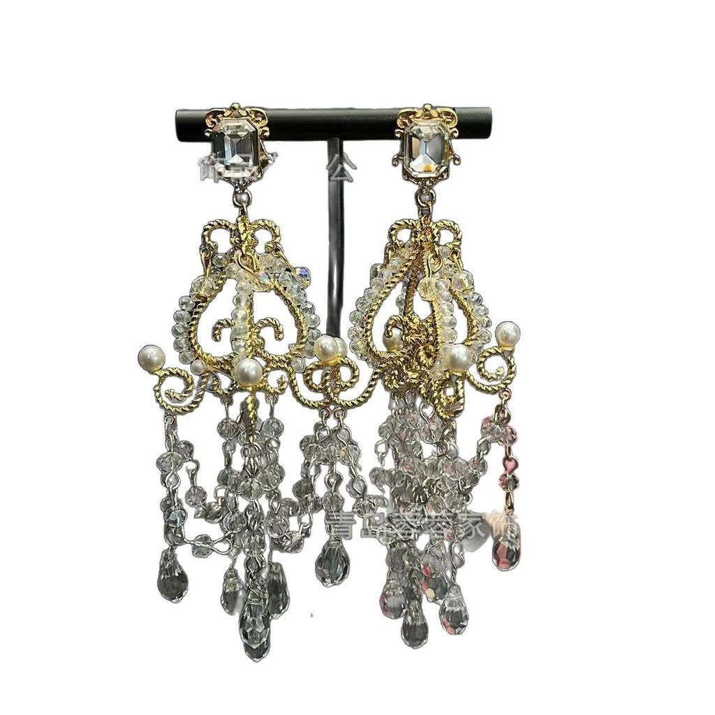 Medieval Gorgeous Pendant Earrings With A Light Luxury High-end Feel Retro Palace Baroque Pearl Banquet Flamboyant Style
