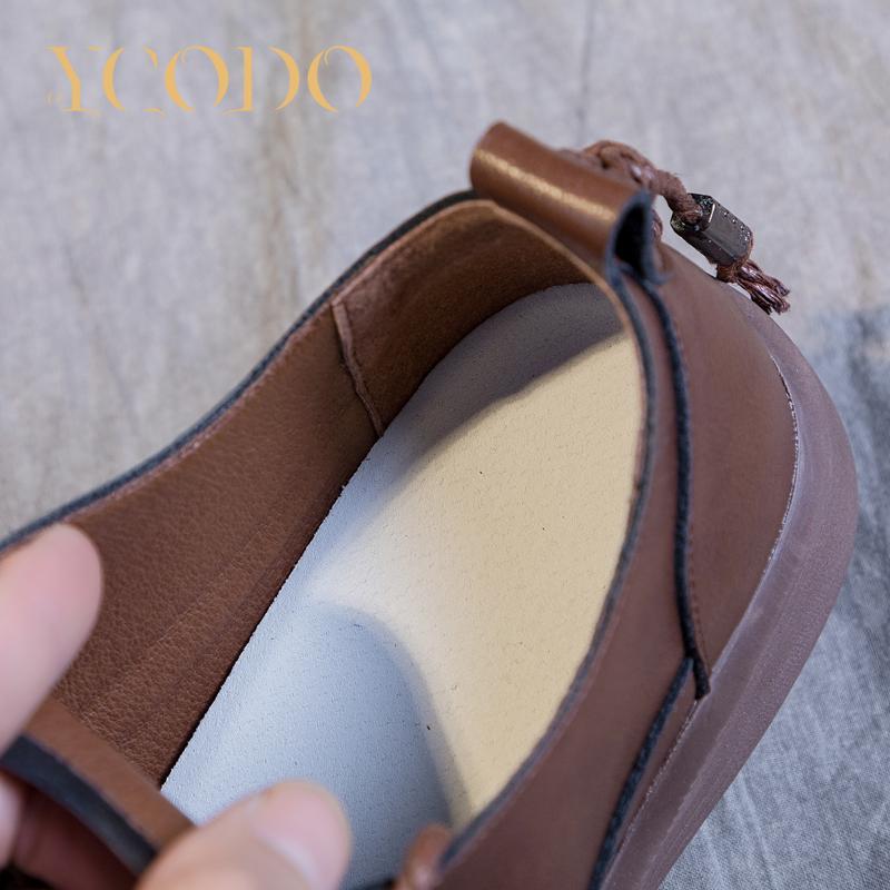 Spring Fall Flat Large Leather Student Shoes Girl Loafers