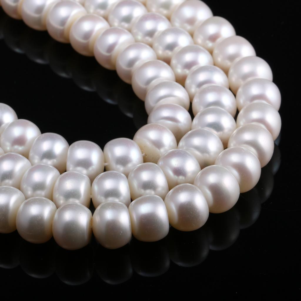 1String, White Natural Freshwater Pearls, Rondelle Pearl Beads, 10–11 Mm, for DIY Necklace Accessories, Jewelry Making Valentine's Day Gifts, 36cm